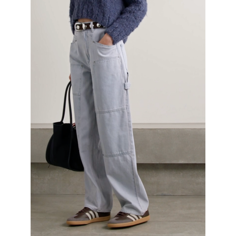 MARANT ÉTOILE Ophra paneled high-rise straight-leg cargo jeans in Blue - Picture 4 of 4